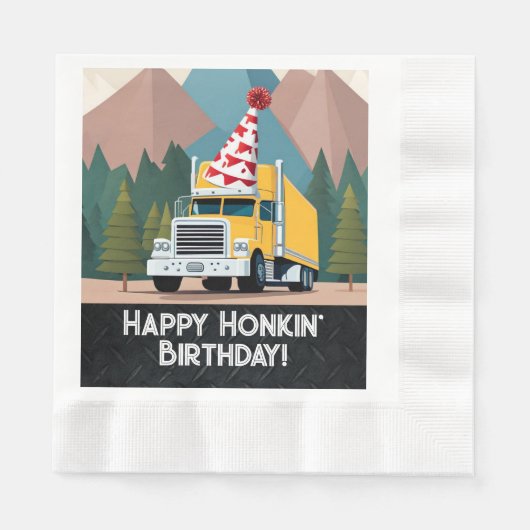 Truck Happy Geburtstag Party Funny Equipment Serviette (Vorderseite)