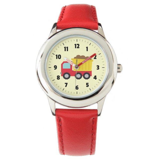 Truck Kids Watch in Yellow Dump Armbanduhr (Vorderseite)