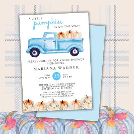 Truck Little Pumpkin Blue Boy Baby Dusche Einladung