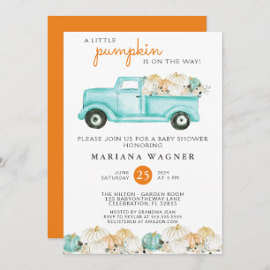 Truck Little Pumpkin Gender Neutral Baby Dusche Einladung