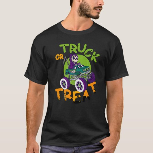 Truck or treat party skeleton scythe cemetery T-Shirt (Vorderseite)