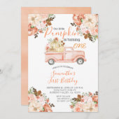 Truck Pink Peach Wassercolor Fall Pumpkin Einladun Einladung (Vorne/Hinten)