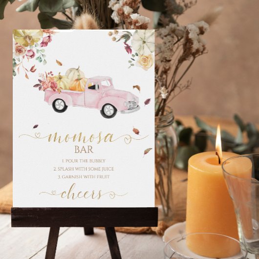 Truck Pumpkin Fall Kinderdusche MOMosa Bar Zeichen Poster