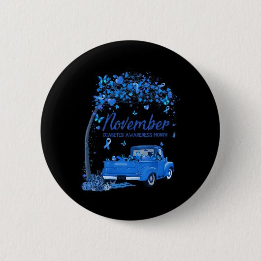 Truck Pumpkin November Diabetes Bewusstsein Monat  Button (Vorderseite)