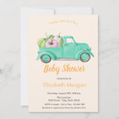 Truck Pumpkin, Polka Dots Baby Dusche Einladung (Vorderseite)