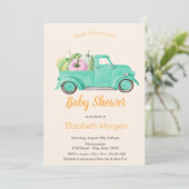 Truck Pumpkin, Polka Dots Baby Dusche Einladung (Stehend Vorderseite)