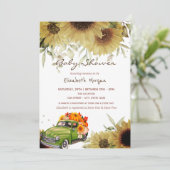 Truck Pumpkin Sunflowers Drive Baby Dusche Einladung (Stehend Vorderseite)