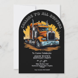 Truck Themed Boy Birthday Invitation Einladung