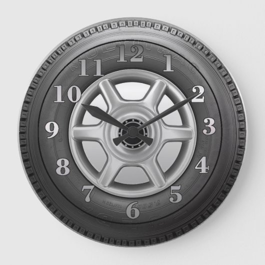 Truck Tire Mens Novelty Wall Clock Große Wanduhr (Vorderseite)