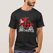 Truck Tree Unicorn Buffalo Kariertes Weihnachtsfes T-Shirt (Vorderseite)