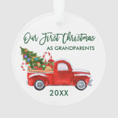 Truck Tree Unsere ersten Weihnachten als Großelter Ornament (Rückseite)