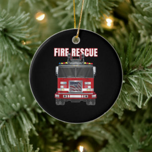 Truck vom American Fire Rescue Firefighter Departm Keramik Ornament