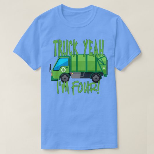 Truck Yeah, ich bin vier Müllwagen für 4 Jahre Bir T-Shirt (Design vorne)