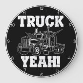 Truck Yeah! Schwarz und Weiß Große Wanduhr (Vorderseite)