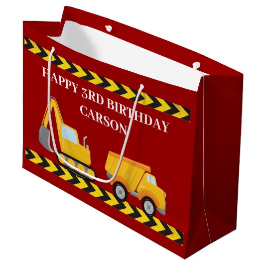 Truckboys mit rotem Kindergeburtstag Große Geschenktüte (Vorderseite Schrägansicht)