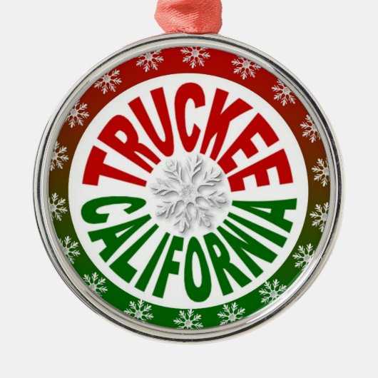 Truckee California Rot-grüne Schneeflocke Ornament Aus Metall (Vorne)