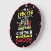 Trucker Allergische Stupidity Sarcasm Große Wanduhr (Winkel)