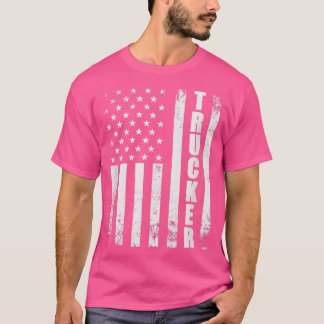 Trucker American Flag Semi Truck Driver 18 Wheeler T-Shirt