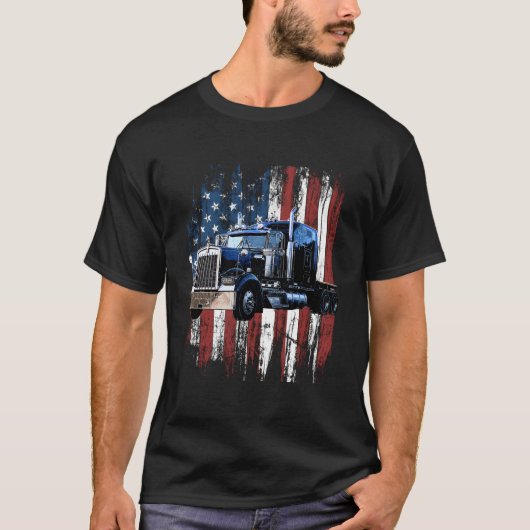 Trucker American Flag Truck Driver Truck Driver T-Shirt (Vorderseite)