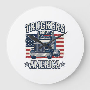 Trucker Bewegen Amerika Vintage-Truck-Shirt-Design Große Wanduhr