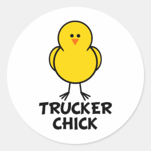 Trucker Chick Runder Aufkleber