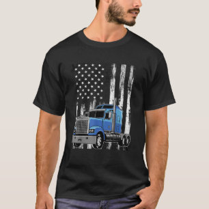 Trucker Dad LKW-Fahrer Kunst USA-Flagge T-Shirt