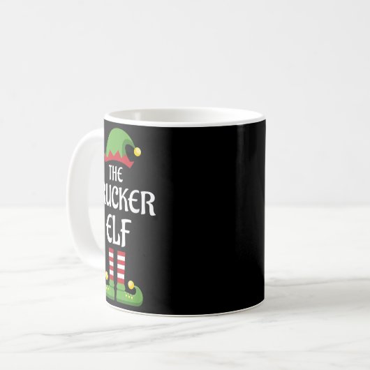 Trucker Elf Family Matching Group Christmas Kaffeetasse (Vorderseite Links)