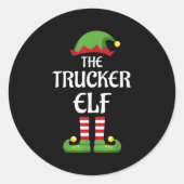 Trucker Elf Family Matching Group Christmas Runder Aufkleber (Vorderseite)