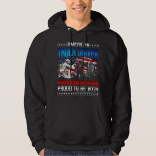 Trucker Gifts Patriotic Veteran American Flag Truc Hoodie