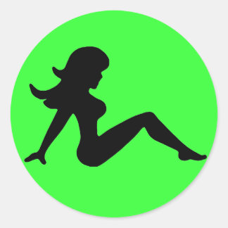 Trucker Girl Runder Aufkleber