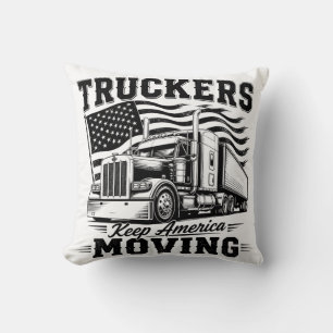 Trucker Halten Amerika In Bewegung Kissen