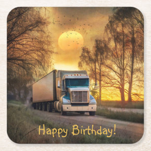 Trucker Happy Birthday Paper Untersetzer