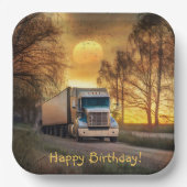 Trucker Happy Birthday Pappteller (Vorderseite)