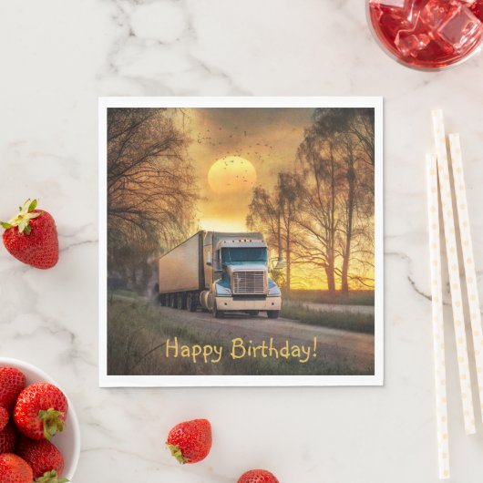 Trucker Happy Birthday Serviette (Beispiel)