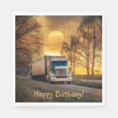 Trucker Happy Birthday Serviette (Vorderseite)