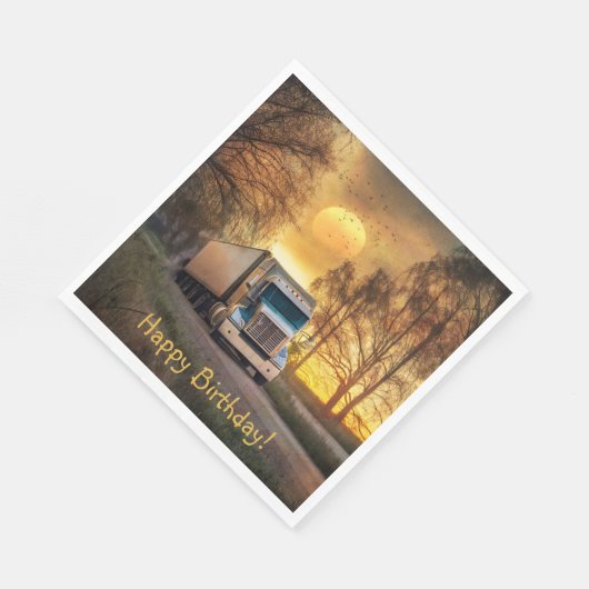 Trucker Happy Birthday Serviette (Ecke)