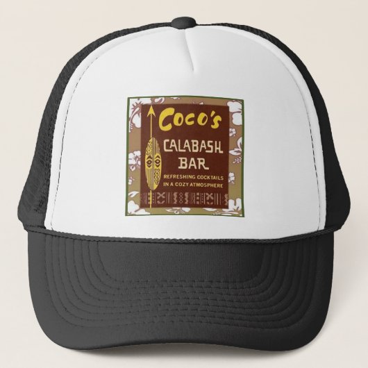 Trucker Hat Tiki Art - Cocos Calabash Bar Truckerkappe (Vorderseite)