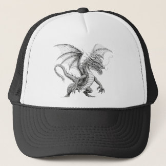Trucker Hat with Dragon - Black and White Sketch D Truckerkappe