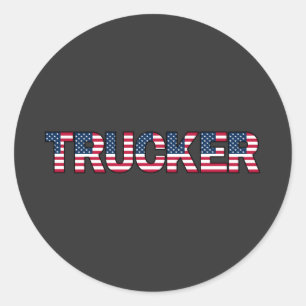 Trucker Letters American Flag Patriotic Road Prix Runder Aufkleber