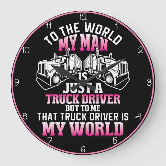 Trucker Man, meine Welt Große Wanduhr (Vorderseite)