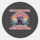 Trucker Mother Daughter Bond Family Road Liebe Runder Aufkleber (Vorderseite)