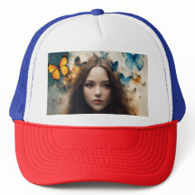 Trucker-Mütze: Schmetterling & Feder