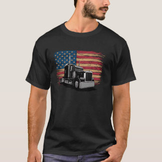 Trucker Patriotic Semi Trucks USA Design American T-Shirt