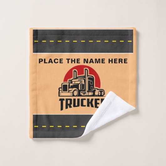 TRUCKER Personalisiertes Geschenk und Gast Badhandtuch Set (Waschlappen)