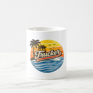 Trucker Retro Sunset Design Kaffeetasse