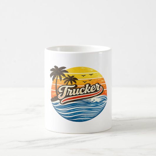 Trucker Retro Sunset Design Kaffeetasse (Mittel)