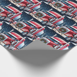 Trucker Santa 18 Wheeler Christmas Geschenkpapier
