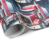 Trucker Santa 18 Wheeler Christmas Geschenkpapier (Rolleneckpunkt)