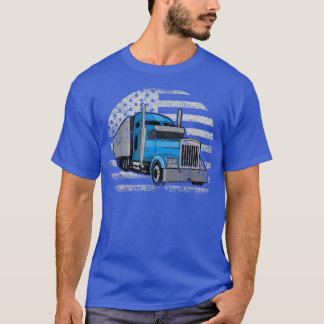 Trucker USA Flag Vintag Truck Driver Design T-Shirt