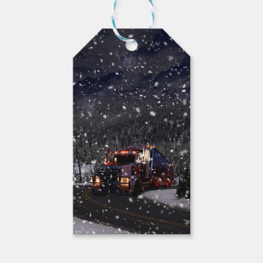 Trucker Weihnachten Geschenkanhänger (Vorderseite)